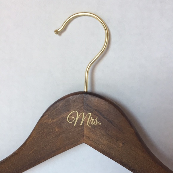 Monogrammed Mrs. Bridal Wedding Hanger Wooden Bride Gift - Picture 2 of 5